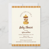 回転木馬かわいい赤ちゃん男女兼用シャワー 招待状 (正面)