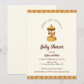 回転木馬かわいい赤ちゃん男女兼用シャワー 招待状 (正面/裏面)