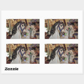 回転木馬かわいらしウマのシール 長方形シール (シート)