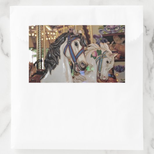 回転木馬かわいらしウマのシール 長方形シール (バッグ)