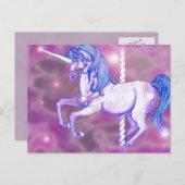 回転木馬かわいらしユニコーンアート ポストカード (正面/裏面)