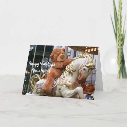 回転木馬とテディベア カード (正面)
