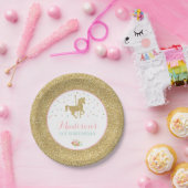 回転木馬のピンクおよび金ゴールドの紙皿7"紙皿 ペーパープレート (パーティー)