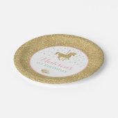 回転木馬のピンクおよび金ゴールドの紙皿7"紙皿 ペーパープレート (アングル)