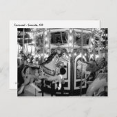 回転木馬のモノクロはがき ポストカード (正面/裏面)