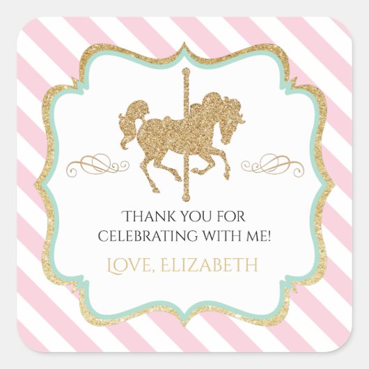 回転木馬の好意シール スクエアシール (正面)