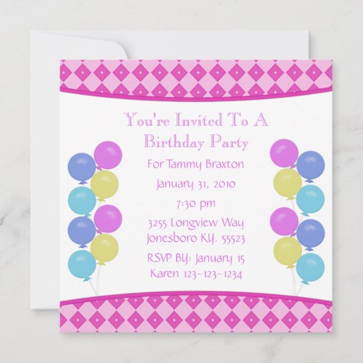 回転木馬の誕生日のパーティの招待状 招待状 (裏面)