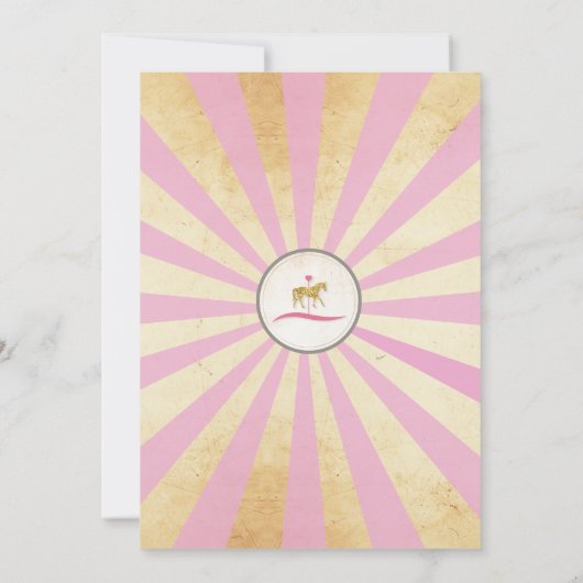 回転木馬の馬に乗るパーティー招待 フェア バースデー 招待状 (裏面)