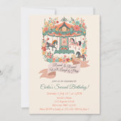 回転木馬の馬のお祭り 2歳の誕生日 招待状 (正面)