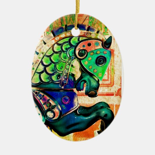 回転木馬の馬のオーナメント セラミックオーナメント (正面)