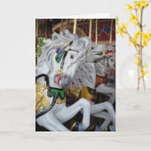 回転木馬の馬のバースデー・カード カード (黄色い花)