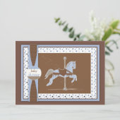 回転木馬の馬の男の赤ちゃんのシャワーInviation 招待状 (スタンド正面)