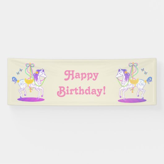 回転木馬の馬の誕生日の旗 横断幕 (横)