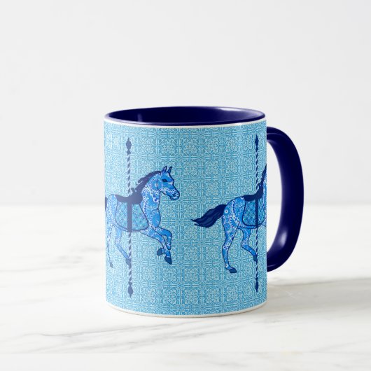 回転木馬の馬-コバルトおよびスカイブルー マグカップ (正面右)