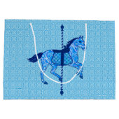 回転木馬の馬-コバルトおよびスカイブルー ラージペーパーバッグ (裏面)