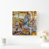 回転木馬の馬 スクエア壁時計 (ホーム)