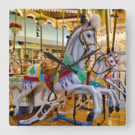 回転木馬の馬 スクエア壁時計