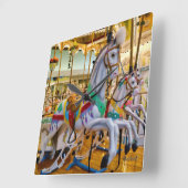 回転木馬の馬 スクエア壁時計 (傾斜)