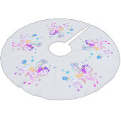 回転木馬の馬(雪片)のクリスマスツリーのスカート ブラッシュドポリエステルツリースカート (アングル)