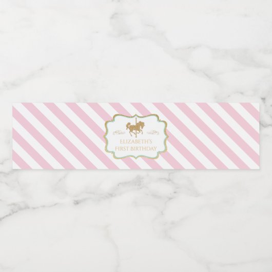 回転木馬をテーマにしたウォーターボトルラベル ペットボトルラベル (シングルラベル)