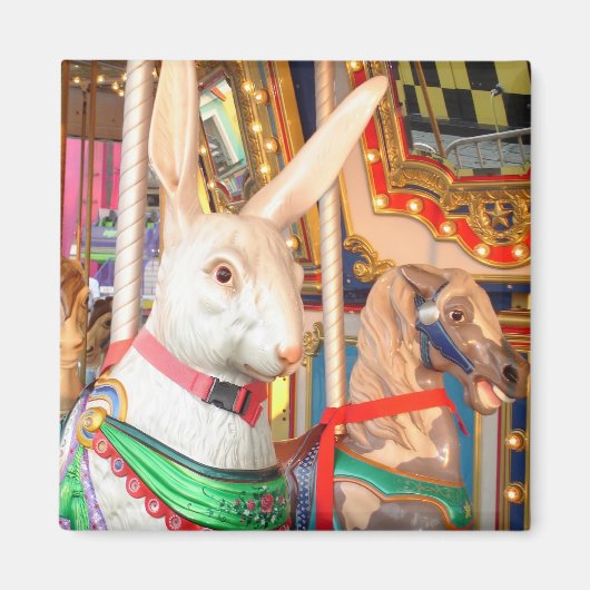 回転木馬ウサギ マグネット (正面)