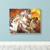 回転木馬ウマを伸ばしたキャンバス キャンバスプリント (インサイチュ (ウッドフロア))