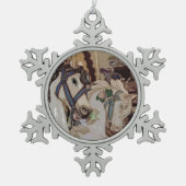 回転木馬ウマデザインプーターオーナメント スノーフレークピューターオーナメント (正面)