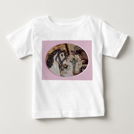 回転木馬ウマデザイン子供用シャツ ベビーTシャツ (正面)