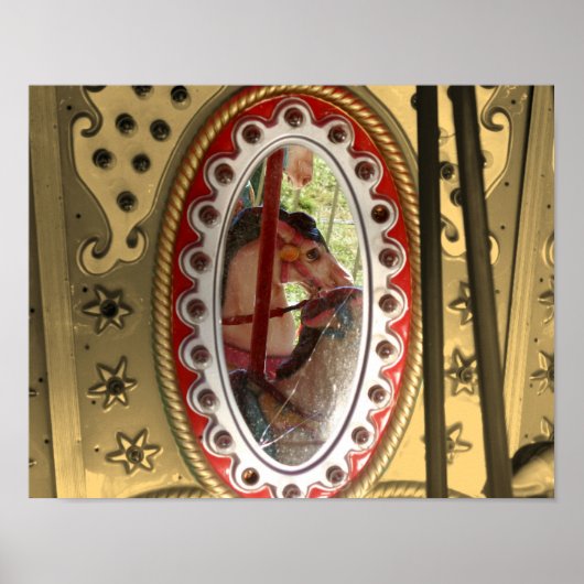 回転木馬ウマ鏡セピア部分色 ポスター (正面)