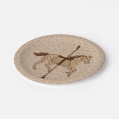 回転木馬ウマ – チョコレートブラウンとタン ペーパープレート (アングル)