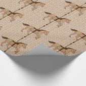 回転木馬ウマ – チョコレートブラウンとタン ラッピングペーパー (角)