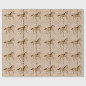 回転木馬ウマ – チョコレートブラウンとタン ラッピングペーパー (フラット)