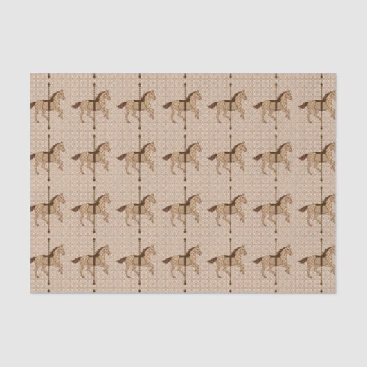 回転木馬ウマ – チョコレートブラウンとタン 薄葉紙 (正面)