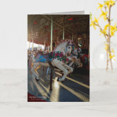 回転木馬カラフル馬/カーニバル乗り カード (黄色い花)