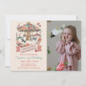 回転木馬カーニバル2nd誕生日パーティー写真 招待状 (正面)