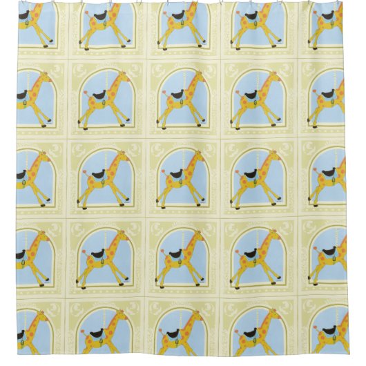 回転木馬キリンbyジューンエリカヴェス シャワーカーテン (正面)