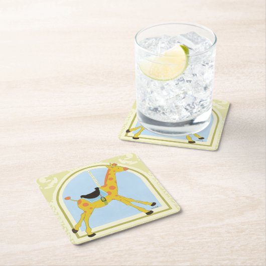 回転木馬キリンbyジューンエリカヴェス スクエアペーパーコースター (インサイチュ)