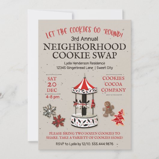 回転木馬クリスマスクッキースワップ 招待状 (正面)