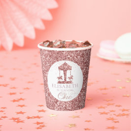 回転木馬グリッターパーソナライズされた第1誕生日 紙コップ