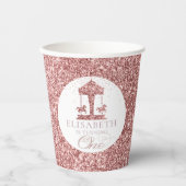 回転木馬グリッターパーソナライズされた第1誕生日 紙コップ (正面)