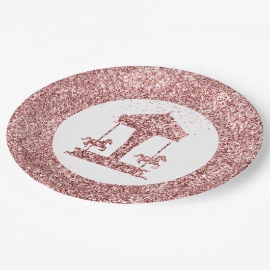 回転木馬グリッター誕生日 ペーパープレート (アングル)