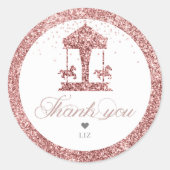 回転木馬グリッター誕生日 ラウンドシール (正面)