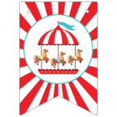 回転木馬サーカスカーニバルハッピーバースデーバナー バンティングフラッグ (第1の旗)