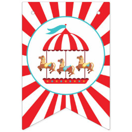 回転木馬サーカスカーニバルハッピーバースデーバナー バンティングフラッグ
