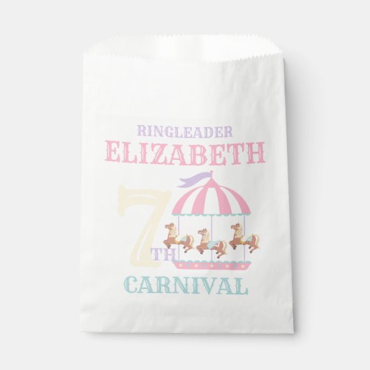回転木馬サーカスカーニバル誕生日パーティーフェイスバッグ フェイバーバッグ (正面)