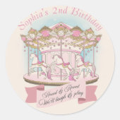 回転木馬サーカスカーニバル誕生日パーティー ラウンドシール (正面)