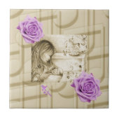 回転木馬ドリームスヴィンテージパープルバラセラミックタイル タイル (正面)