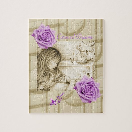 回転木馬ドリームスヴィンテージパープルバラフォトパズル ジグソーパズル (縦)