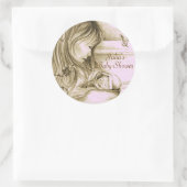 回転木馬ドリームスヴィンテージピンクラウンドステッカー ラウンドシール (バッグ)