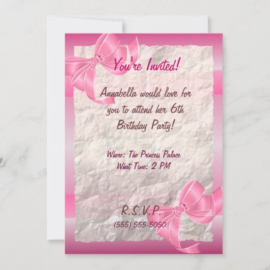 回転木馬ドリームズカスタム誕生日発表 招待状 (裏面)